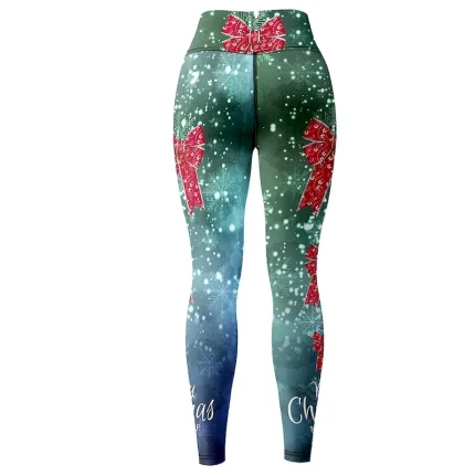 Women's Yoga Pants Butt Lift Tummy Control High Waist Gym Workout Running Fitness Cropped Leggings Christmas Merry Christmas Green Fall Sports Activewear High Elasticity - Image 5