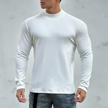 Men's Athletic Shirt Gym Shirt Fitness Shirt Padded Compression Shirt Long Sleeve Tee Tshirt Casual Athleisure Fall Solid Colored Soft Breathable Gym Workout Walking Jogging Sportswear Activewear - Image 3