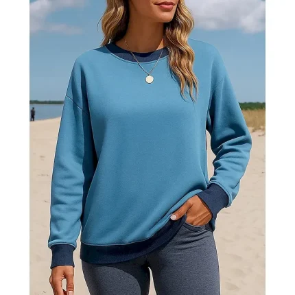 Women's Pullover Sweatshirt Casual Tops Long Sleeve Top Casual Athleisure Fall Color Block Outdoor Travel Sports Sportswear Activewear Apricot Wine Red Black