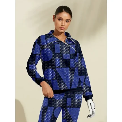 Women's Golf Pullover Sweatshirt Navy Blue Long Sleeve Top Ladies Golf Attire Clothes Outfits Wear Apparel - Image 4