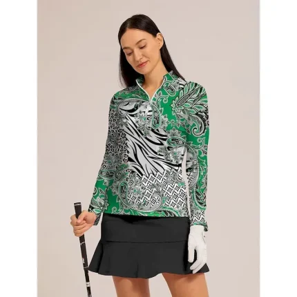 Women's Golf Polo Shirt Navy Pink Purple Long Sleeve Top Ladies Golf Attire Clothes Outfits Wear Apparel - Image 7