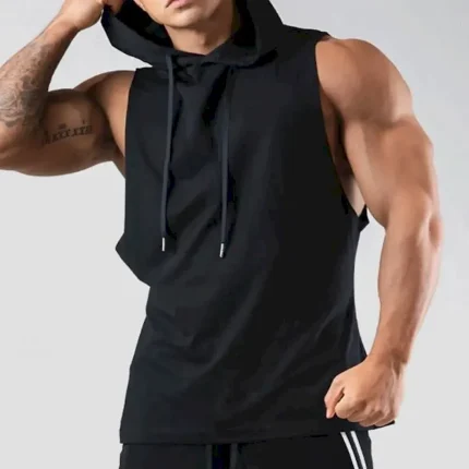 Men's Workout Tank Top Running Tank Top Gym Tank Top Sleeveless Vest / Gilet Casual Athleisure Solid Colored Cotton Quick Dry Soft Breathable Gym Workout Walking Jogging Sportswear Activewear Black - Image 3
