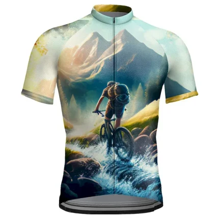 Men's Cycling Jersey Graphic Short Sleeve Bike Jersey Top with 3 Rear Pockets Mountain Bike MTB Road Bike Cycling Quick Dry Reflective Strips Back Pocket Moisture Wicking Sports Yellow Blue Dark Green - Image 5