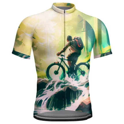 Men's Cycling Jersey Graphic Short Sleeve Bike Jersey Top with 3 Rear Pockets Mountain Bike MTB Road Bike Cycling Quick Dry Reflective Strips Back Pocket Moisture Wicking Sports Yellow Blue Dark Green - Image 7