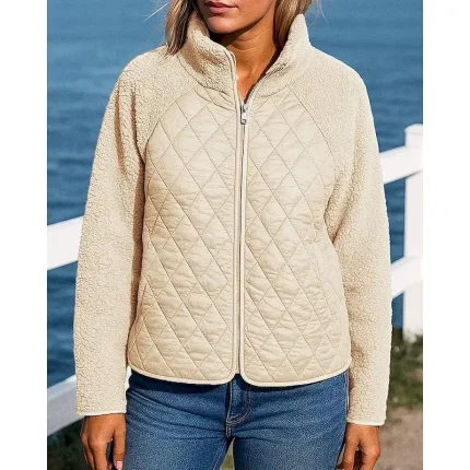 Women's Fleece Jacket Winter Coat Puffer Jacket Zip Up Long Sleeve Top Athleisure Solid Colored Windproof Warm Outdoor Travel Sports Sportswear Activewear Black White Pink - Image 6