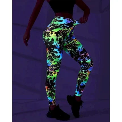 Women's Yoga Pants Yoga Leggings High Waist Pilates Gym Workout Workout Tights Color Block White Green Fall Sports Activewear Stretchy Slim - Image 3