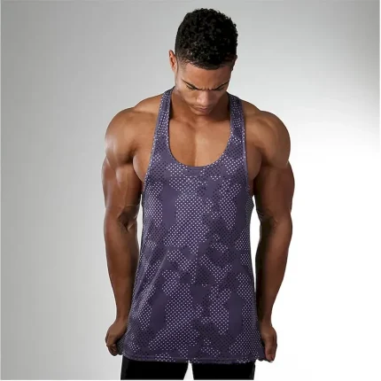 men muscle fitness gym stringer tank tops bodybuilding workout sleeveless shirts (camo blue, us medium(tag xl)) - Image 3