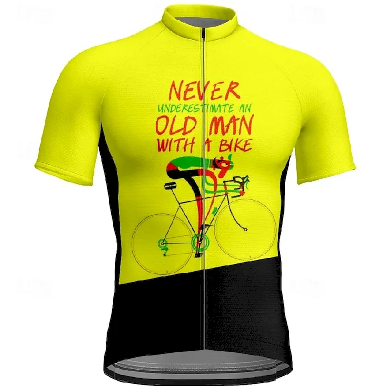 ylvlse1742785228984.webp Men's Cycling Jersey Letter & Number Short Sleeve Bike Tee Tshirt Jersey with 3 Rear Pockets Mountain Bike MTB Quick Dry Anatomic Design Wicking Breathable Sports Yellow Blue Purple Clothing Apparel - Image 1