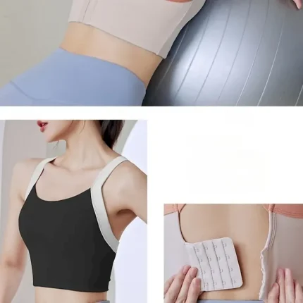 Women's Light Support Sports Bra Running Bra Open Back Cross Back Bra Top Padded Fitness Leisure Sports Running Breathable Lightweight Soft Black Light Green Beige Solid Colored - Image 4