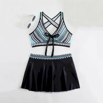 Women's Tankini Two Piece Swimsuit Backless Swimwear Patchwork Swimwear Black Yellow Breathable Quick Dry Lightweight Sleeveless - Swimming Surfing Beach Summer Spring - Image 3