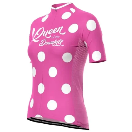 Women's Cycling Jersey Polka Dot Stripes Short Sleeve Bike Top with 3 Rear Pockets Mountain Bike MTB Road Bike Cycling Quick Dry Reflective Strips Back Pocket Moisture Wicking Sports Black Pink Red - Image 8