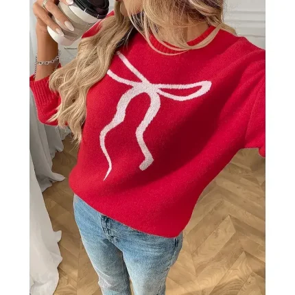 Christmas Women's Casual Tops Pullover Sweater Long Sleeve Top Athleisure Graphic Soft Warm Outdoor Holiday Sportswear Activewear Apricot Pink Red - Image 5