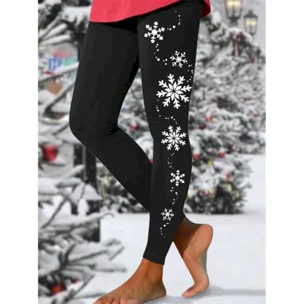 Women's Christmas Leggings Moisture Wicking Yoga Fitness Tennis Tights Stretchy Spandex Winter Sports Activewear Cropped Leggings - Image 7