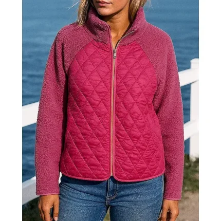 Women's Fleece Jacket Winter Coat Puffer Jacket Zip Up Long Sleeve Top Athleisure Solid Colored Windproof Warm Outdoor Travel Sports Sportswear Activewear Black White Pink - Image 5